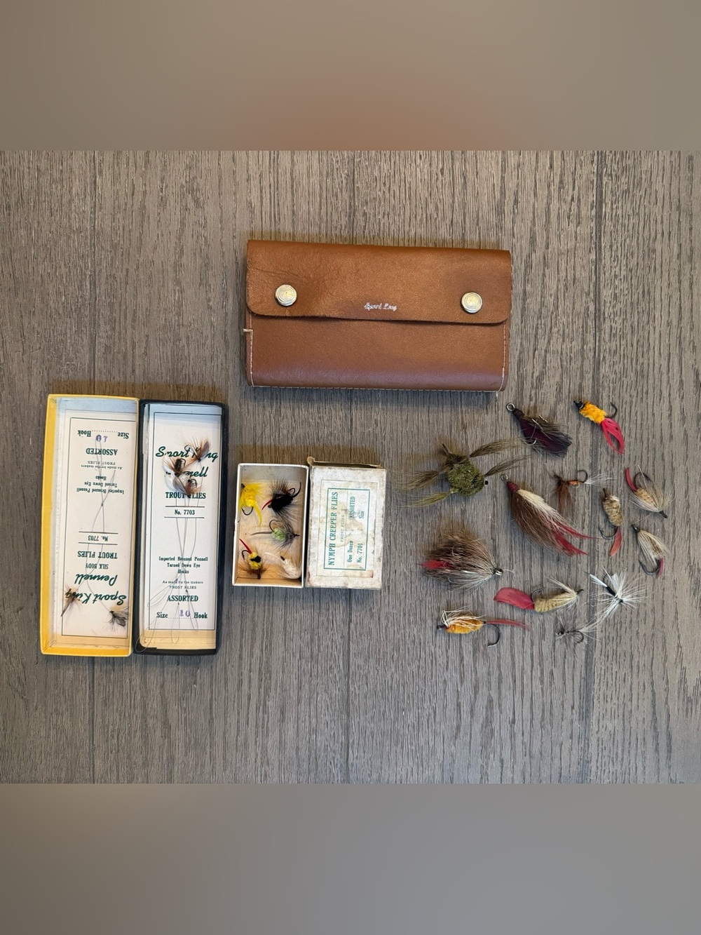 Vintage Sport King Leather Fly Wallet, Pennell Flies,Frost Flies,Dear Hair Flies
